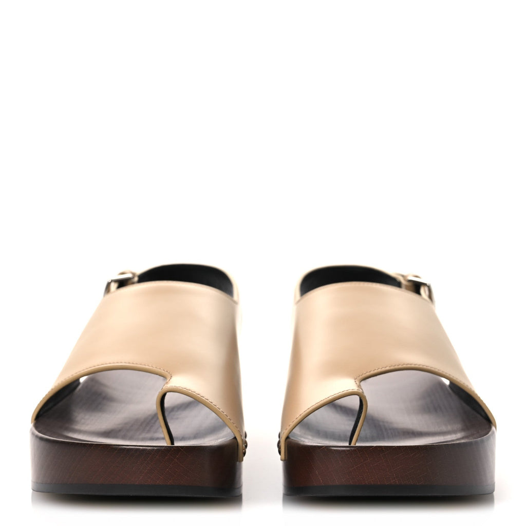 Glazed Calfskin Womens Klay Clog 40 Beige Naturel wholesalehk.shop