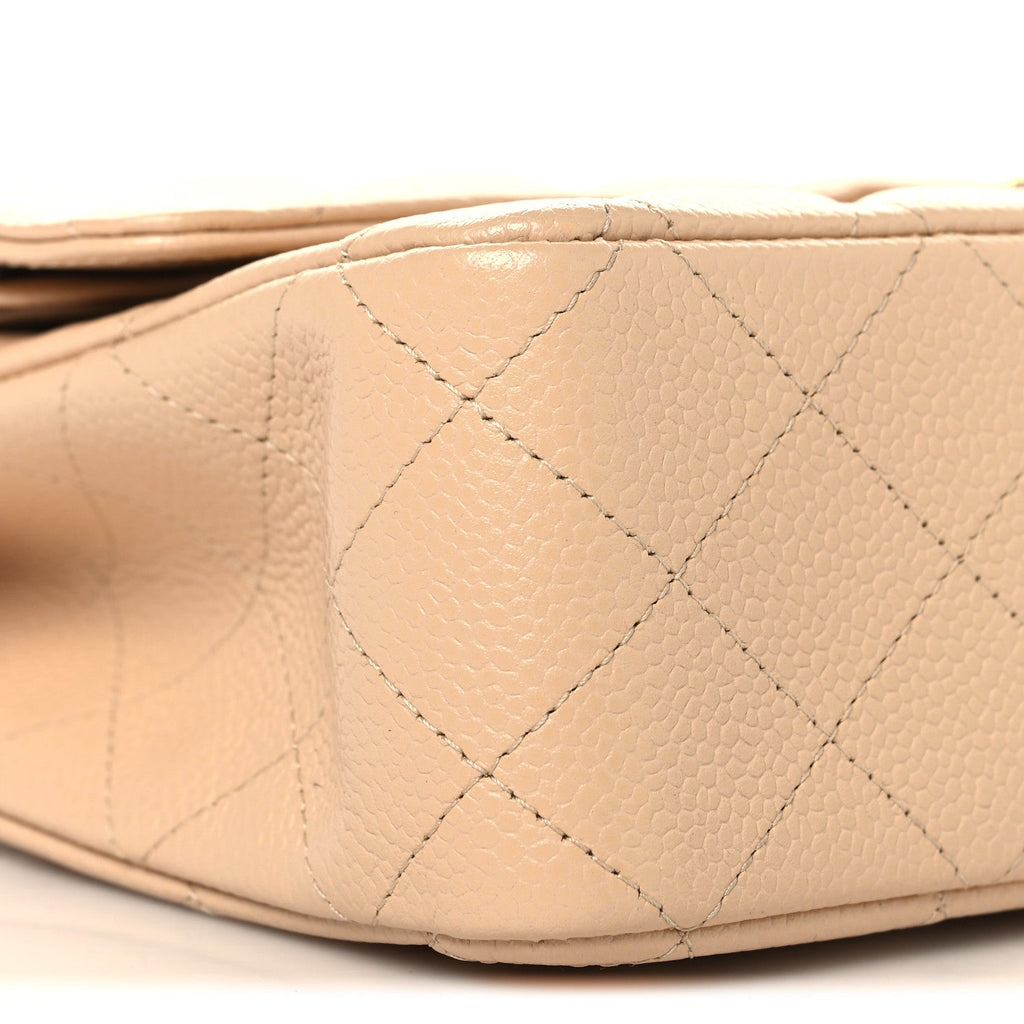 Caviar Quilted Medium Double Flap Beige wholesalehk.shop