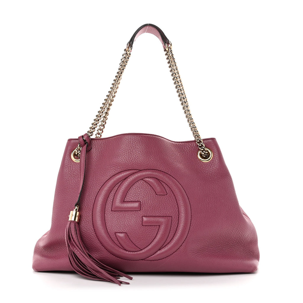 Pebbled Calfskin Medium Soho Chain Shoulder Bag Peonia Flower wholesalehk.shop