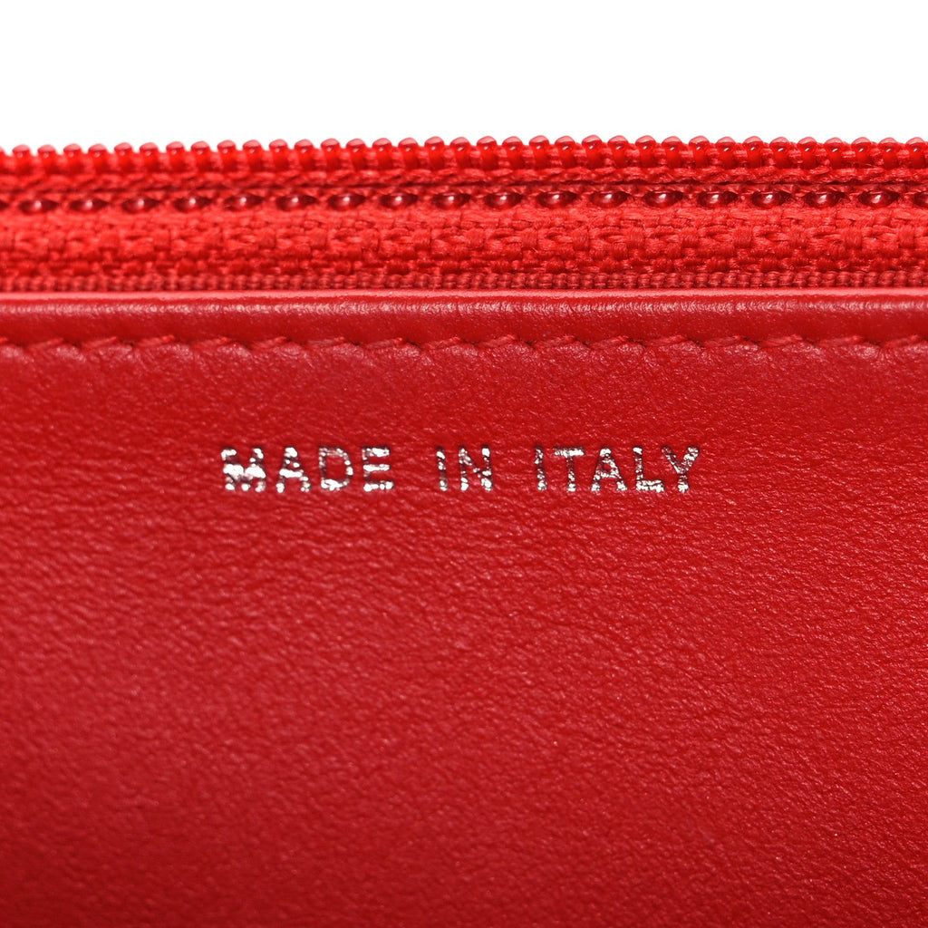 Caviar Chevron Quilted Wallet On Chain WOC Red wholesalehk.shop