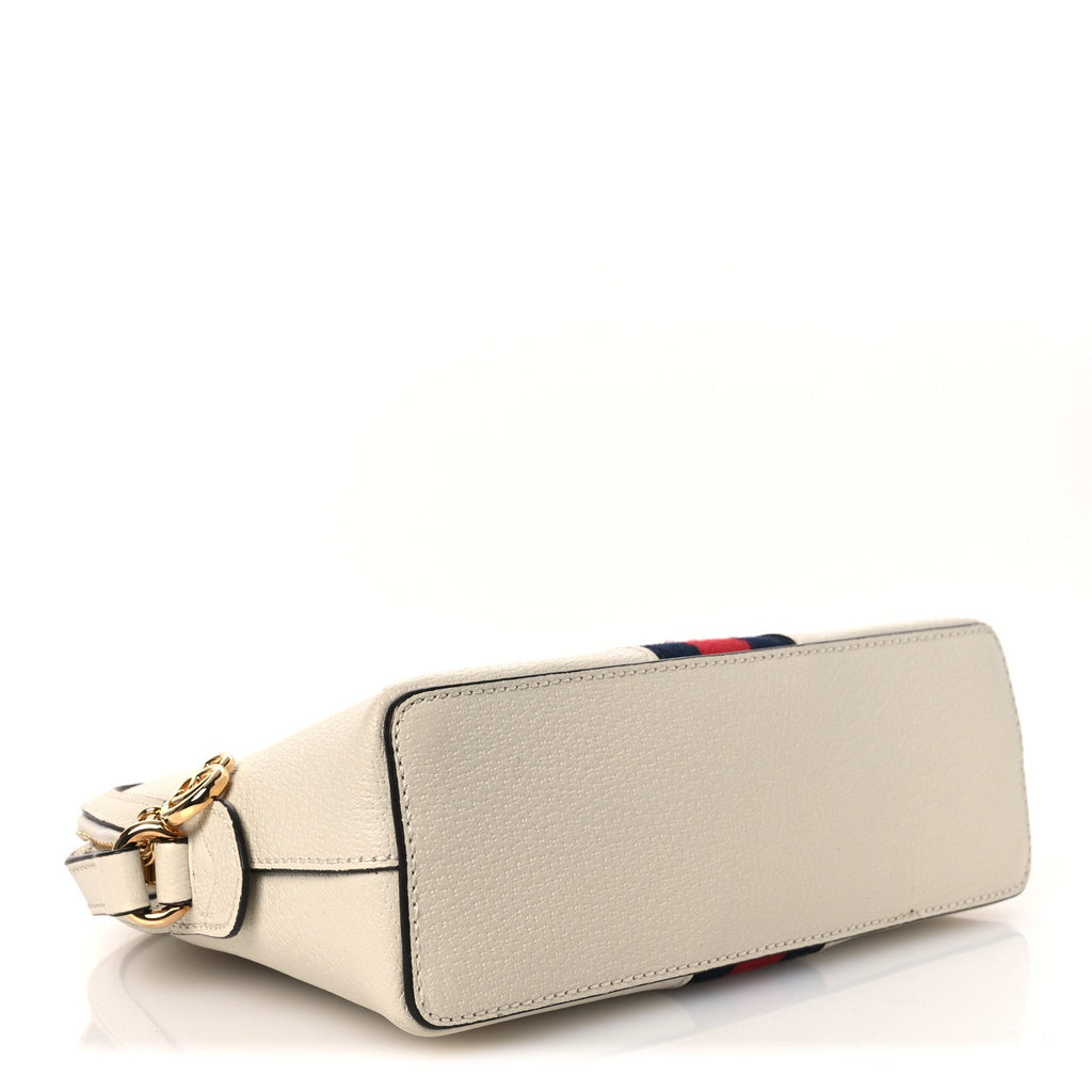 Textured Dollar Calfskin Web Small Ophidia Dome Shoulder Bag Mystic White wholesalehk.shop