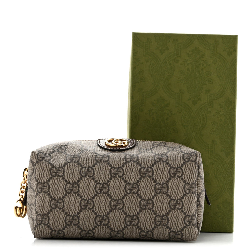 Soft GG Supreme Monogram Calfskin Medium Ophidia Cosmetic Case Beige Ebony New Acero wholesalehk.shop