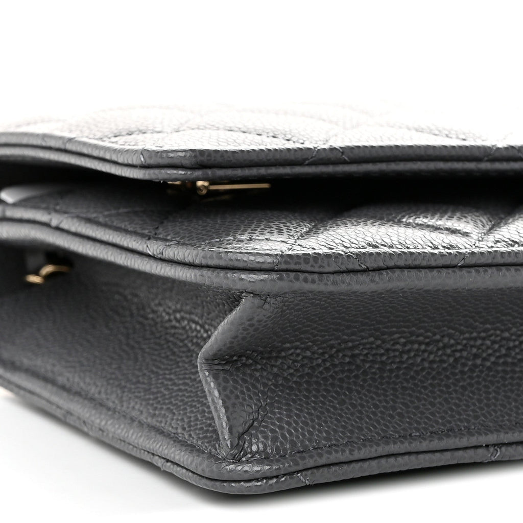 Caviar Quilted Wallet on Chain WOC Grey wholesalehk.shop
