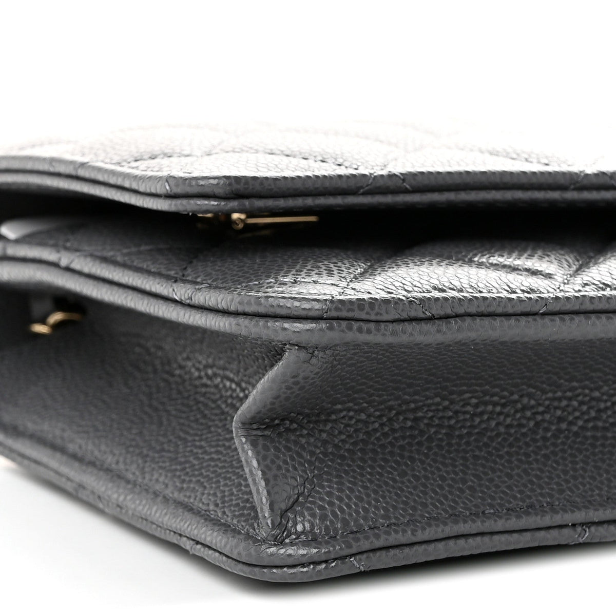 Caviar Quilted Wallet on Chain WOC Grey wholesalehk.shop