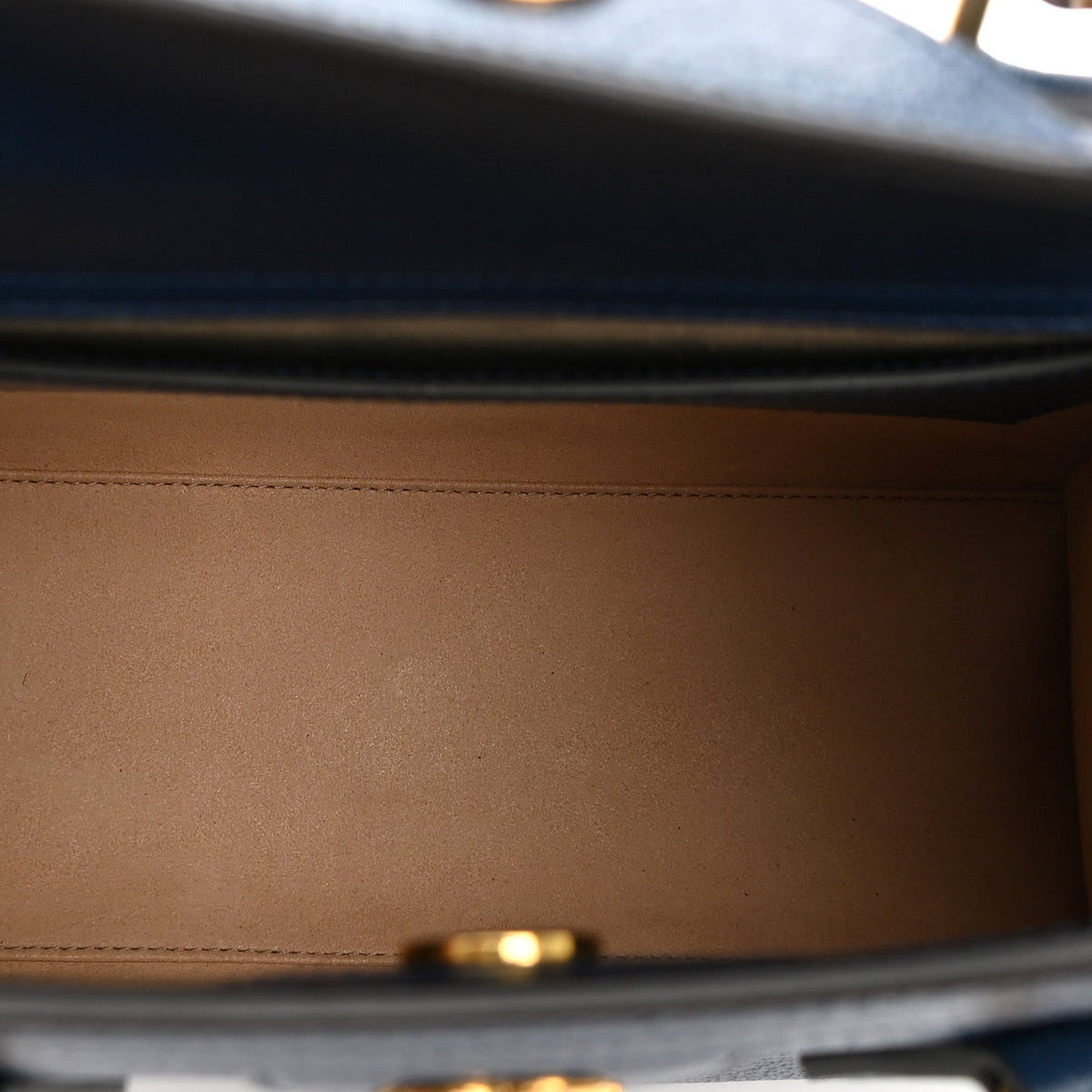 Textured Dollar Calfskin Web Small Diana Tote Bag Royal Crop wholesalehk.shop