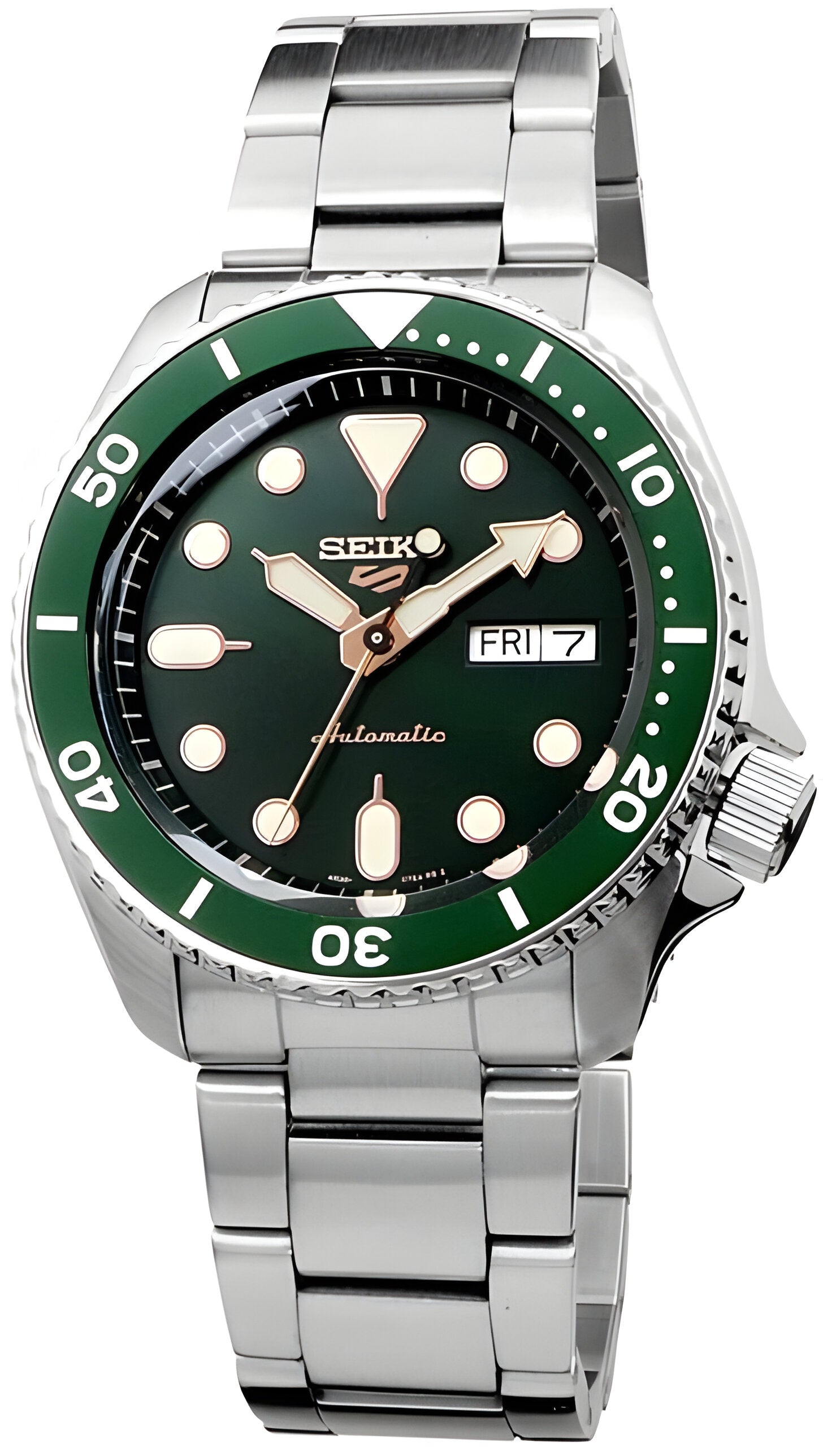 Seiko 5 Sports Automatic Analog Green Dial Silver Steel Strap Watch For Men - SRPD63K1 wholesalehk.shop