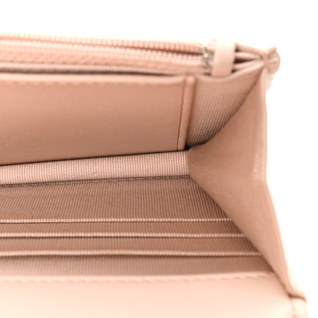 Lambskin Quilted Trendy CC Wallet On Chain WOC Light Beige wholesalehk.shop