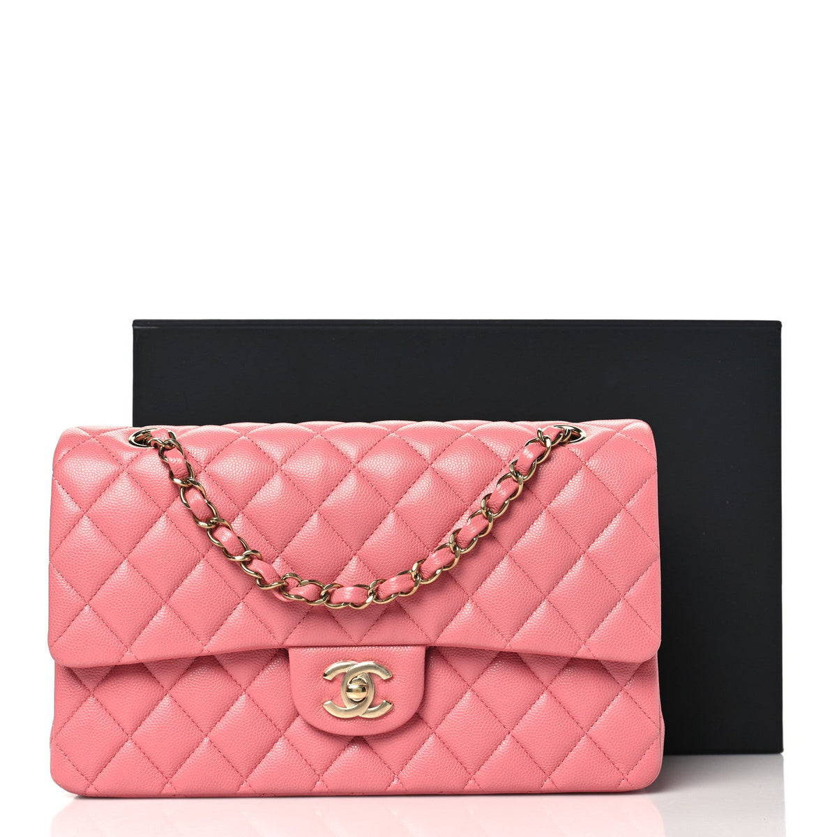 Caviar Quilted Medium Double Flap Pink wholesalehk.shop
