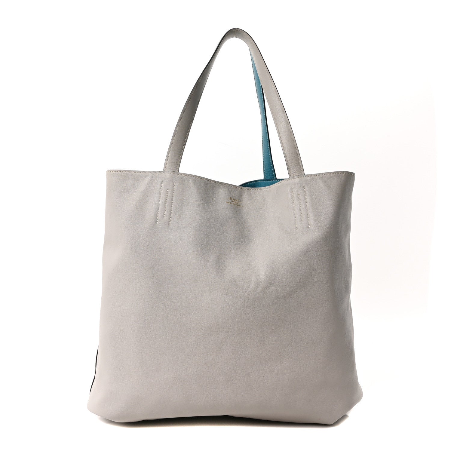 Veau Sikkim Double Sens 36 Reversible Tote Turquoise Gris Perle £¨ Direct shipment via from wholesalehk.shop