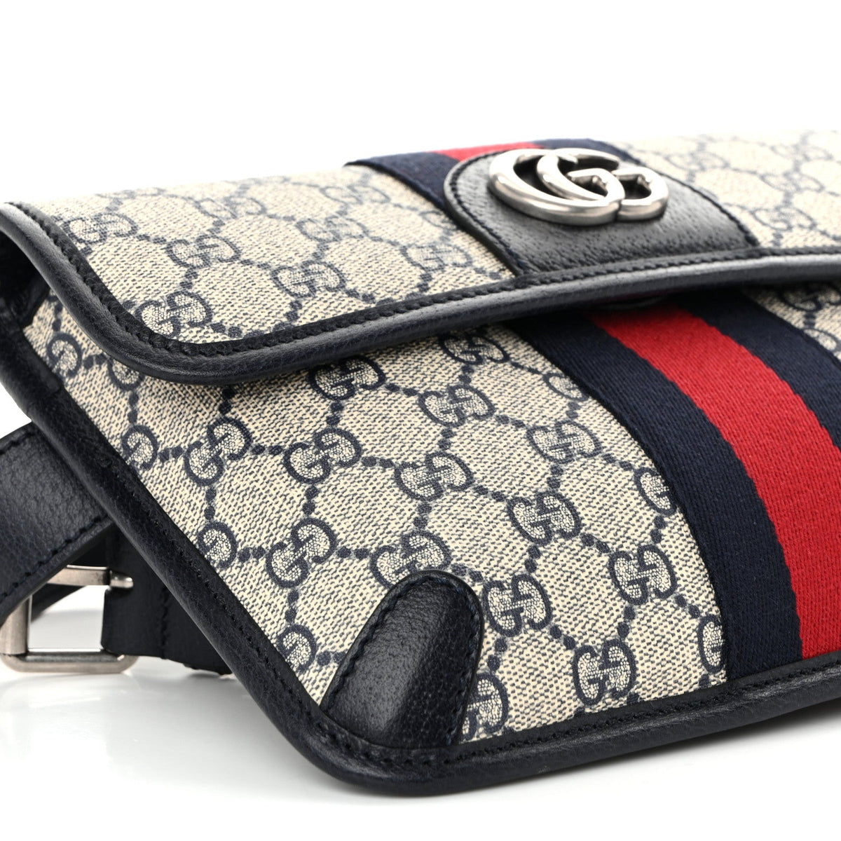 GG Supreme Monogram Web Small Ophidia Belt Bag 90 36 Beige Navy wholesalehk.shop