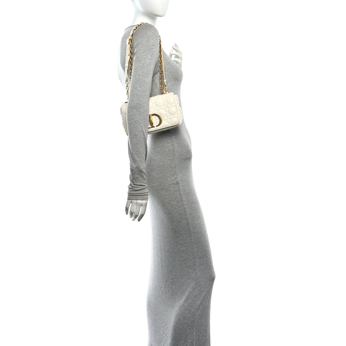 Grained Calfskin Cannage Small Caro Bag White wholesalehk.shop