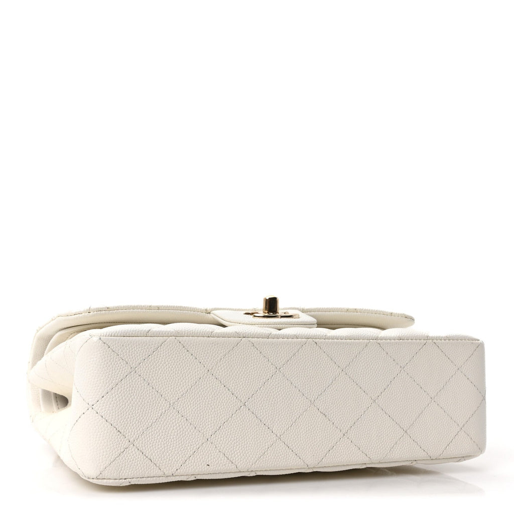 Caviar Quilted Small Double Flap White wholesalehk.shop