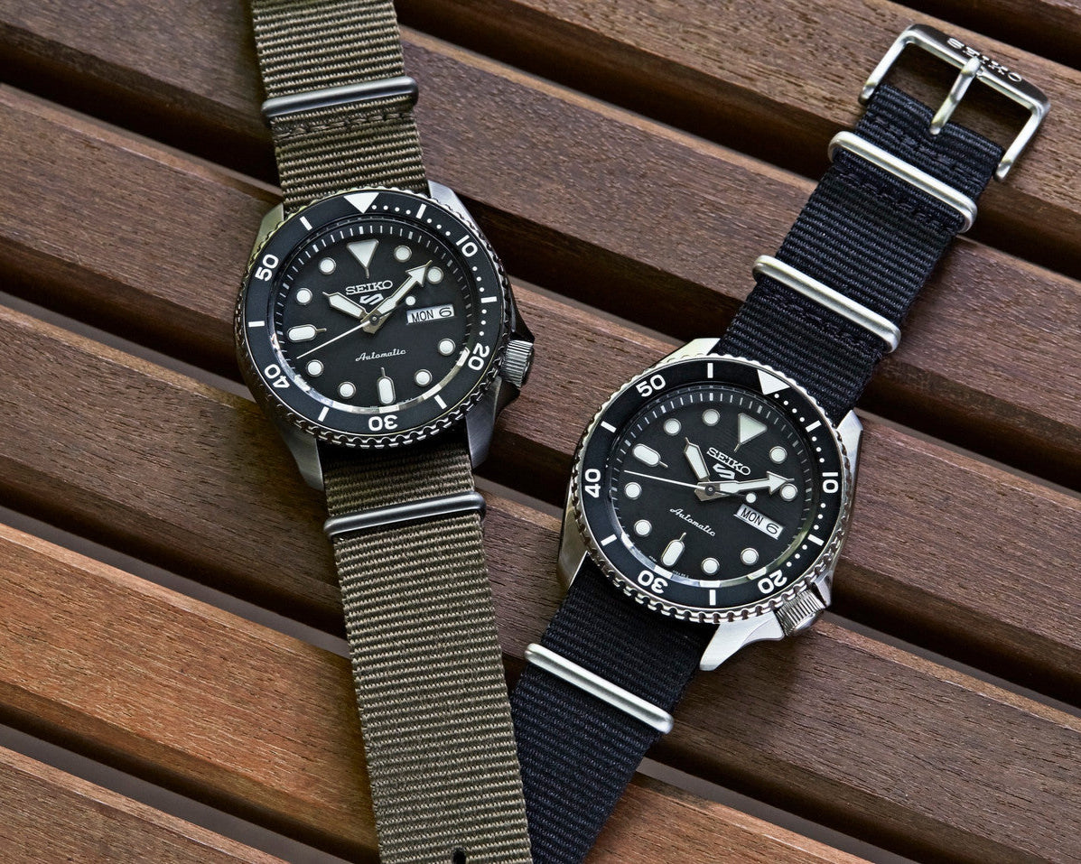 Seiko 5 Sport Automatic Black Dial Green Nylon Strap Watch For Men - SRPD65K4 wholesalehk.shop