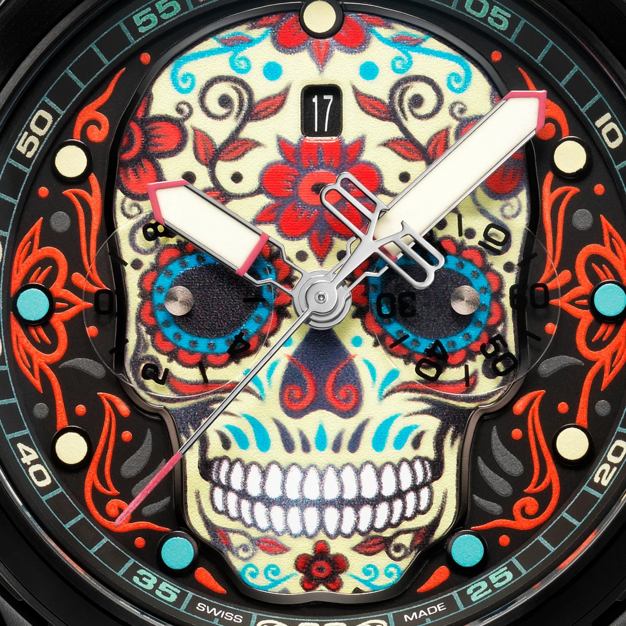 Bomberg Bolt-68 Heritage Sugar Skull Men's Red Watch wholesalehk.shop