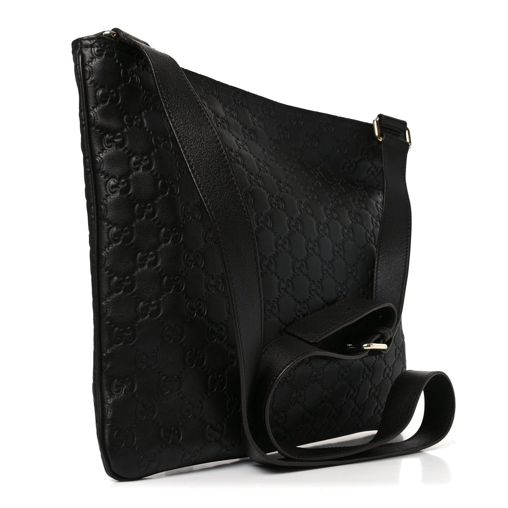 Guccissima Medium Flat Messenger Bag Black £¨ Direct shipment via from wholesalehk.shop