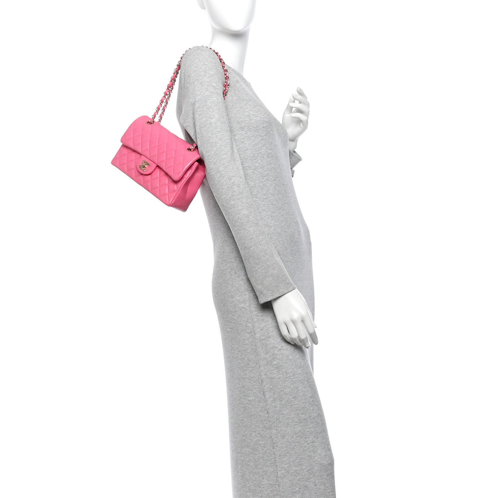 Caviar Quilted Small Double Flap Pink wholesalehk.shop