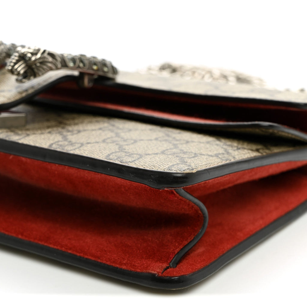GG Supreme Monogram Suede Crystal Small Dionysus Shoulder Bag Beige Ebony Vulcanic Red wholesalehk.shop