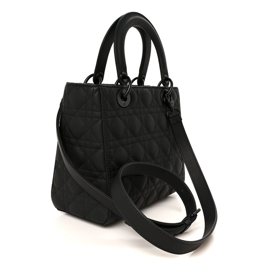 Ultra Matte Calfskin Cannage Medium Lady Dior Black wholesalehk.shop