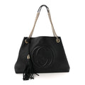 Pebbled Calfskin Medium Soho Chain Shoulder Bag Black wholesalehk.shop