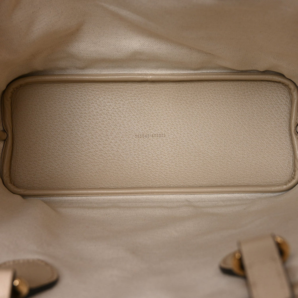 GG Supreme Monogram Textured Dollar Calfskin Small Ophidia Shoulder Tote Bag Beige Mystic White Oatmeal wholesalehk.shop