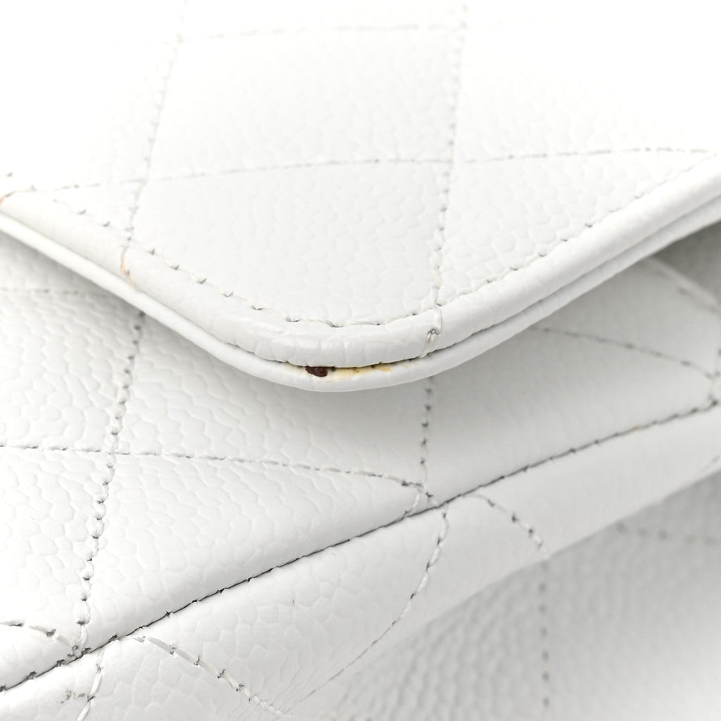 Caviar Quilted Medium Double Flap White wholesalehk.shop