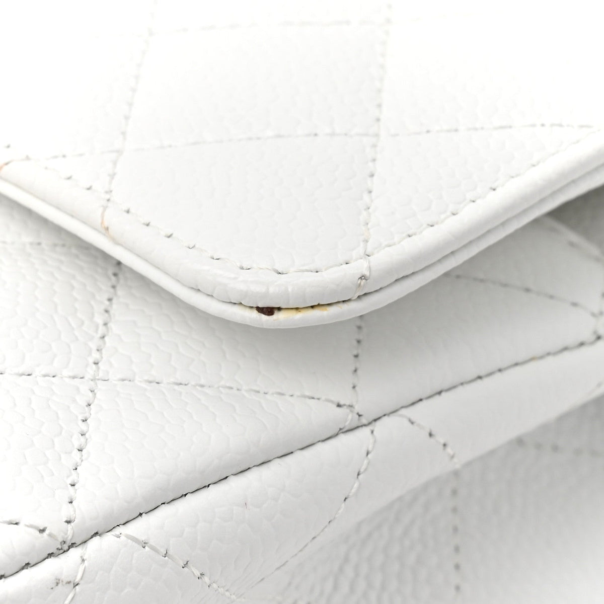 Caviar Quilted Medium Double Flap White wholesalehk.shop