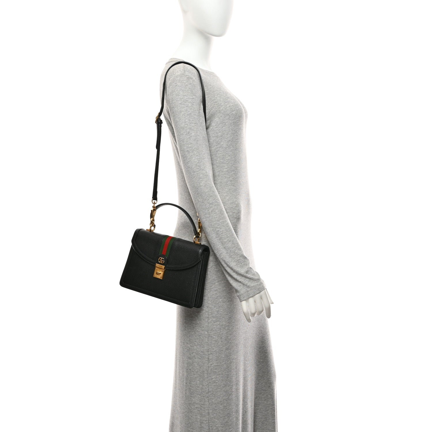 Textured Dollar Calfskin Web Small Ophidia Padlock Top Handle Bag Black £¨ Direct shipment via from wholesalehk.shop