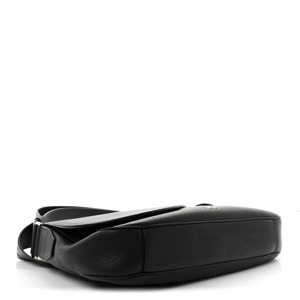 Grained Calfskin Saddle Messenger Bag Black wholesalehk.shop