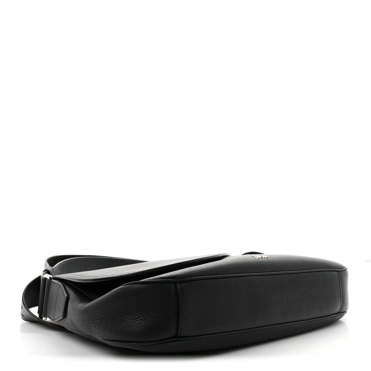 Grained Calfskin Saddle Messenger Bag Black wholesalehk.shop