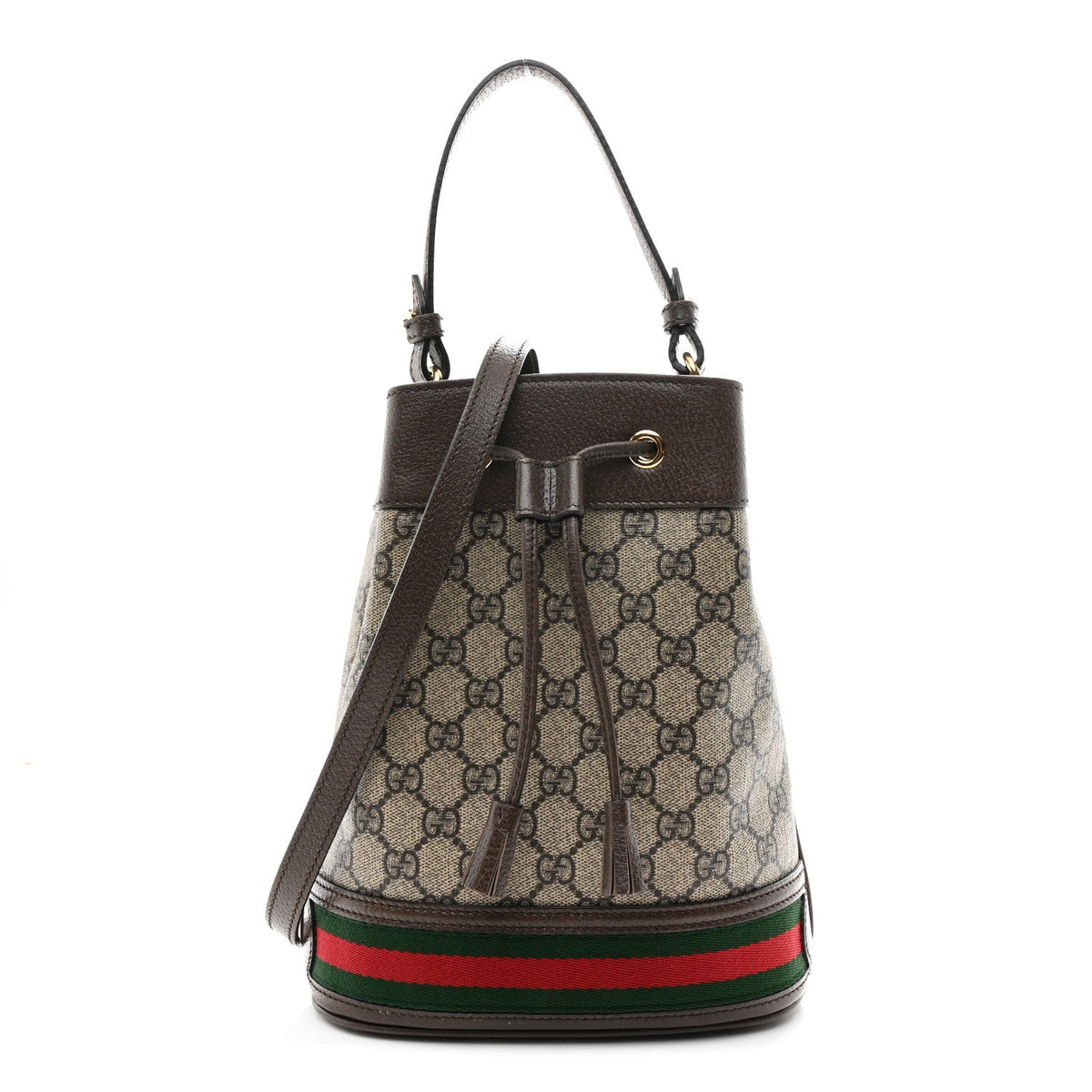 GG Supreme Monogram Web Small Ophidia Bucket Bag Brown wholesalehk.shop