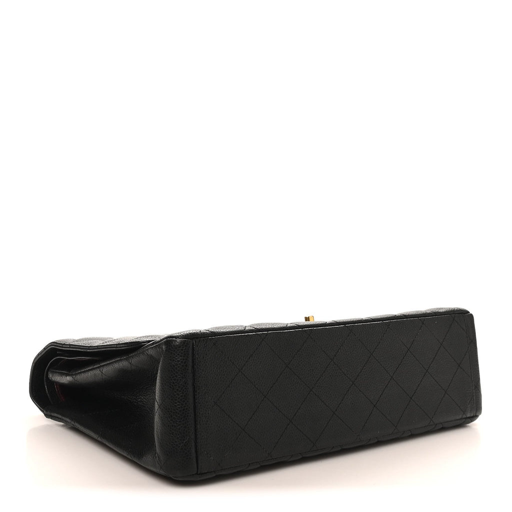 Caviar Quilted Maxi Double Flap Black wholesalehk.shop