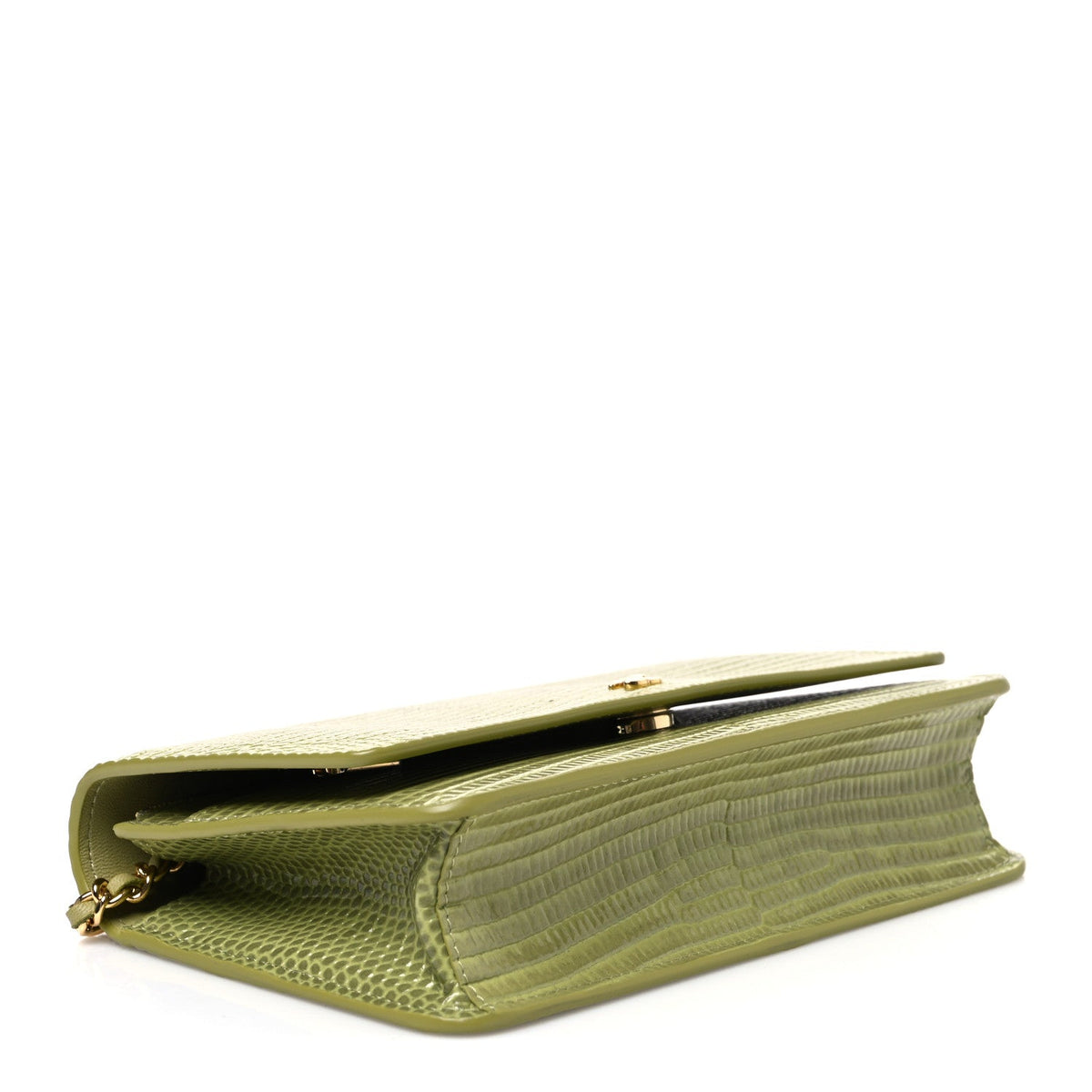 Calfskin Lizard Embossed Wallet On Chain WOC Green wholesalehk.shop
