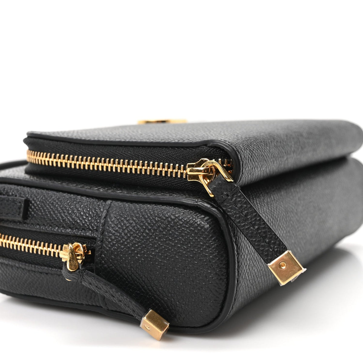 Grained Calfskin Caro Double Pouch Black wholesalehk.shop