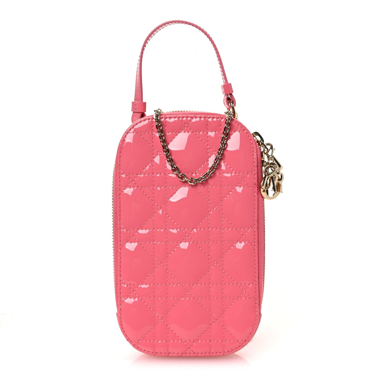 Patent Cannage Lady Dior Phone Holder Pink wholesalehk.shop