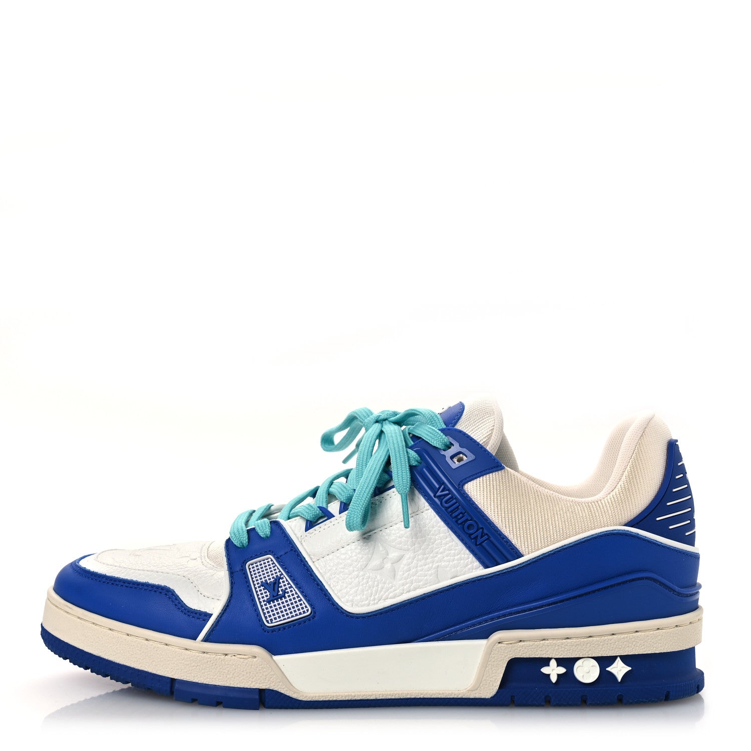 Calfskin Embossed Monogram Mens LV Trainer Sneakers 8.5 Blue £¨ Direct shipment via from wholesalehk.shop
