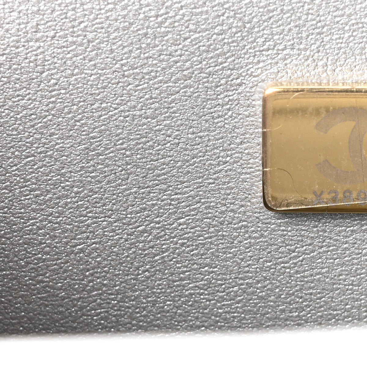 Hammered Metallic Calfskin Quilted Small Double Flap Silver wholesalehk.shop