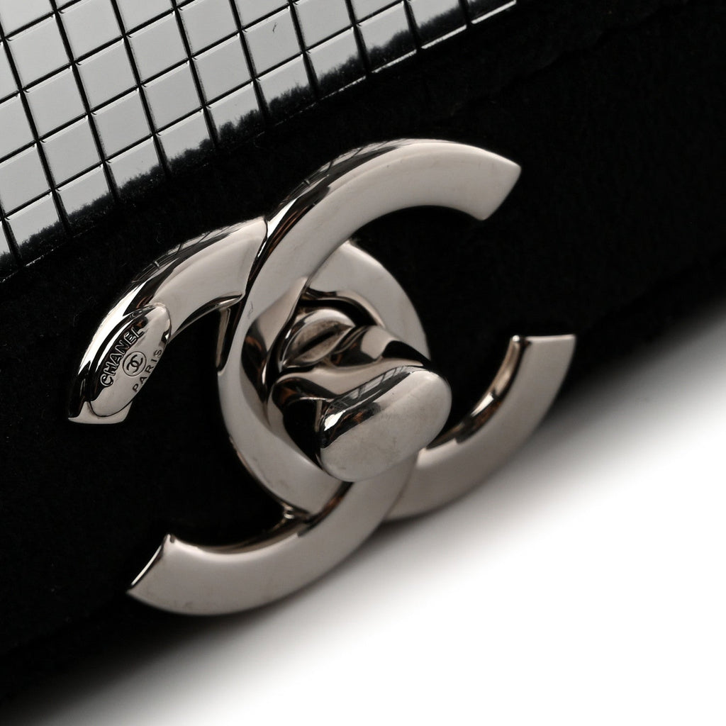 Velvet Mirror Embellished Boy Wallet On Chain WOC Argent wholesalehk.shop