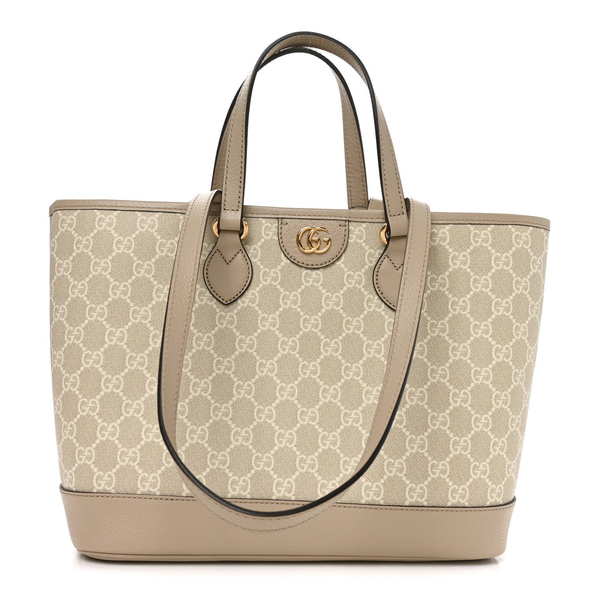 GG Supreme Monogram Textured Dollar Calfskin Small Ophidia Shoulder Tote Bag Beige Mystic White Oatmeal wholesalehk.shop