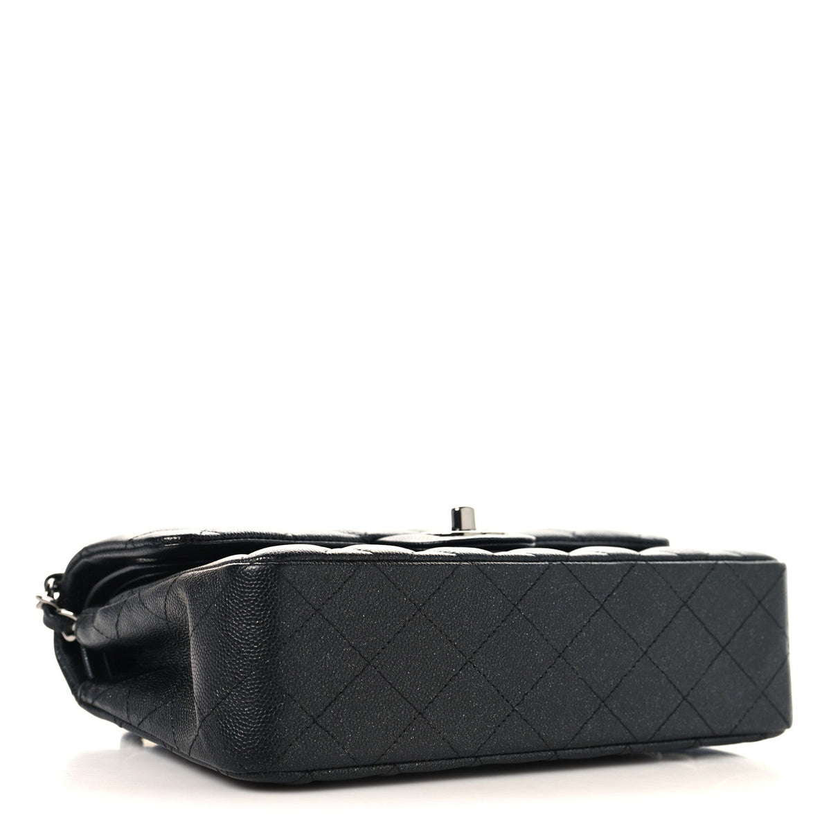 Iridescent Caviar Quilted Small Double Flap Black wholesalehk.shop