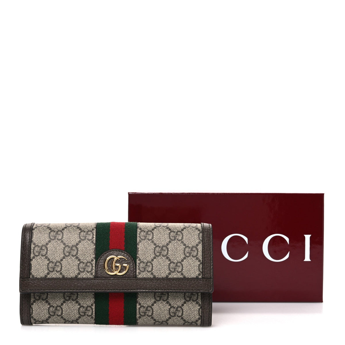 GG Supreme Monogram Web Ophidia Continental Wallet Brown wholesalehk.shop