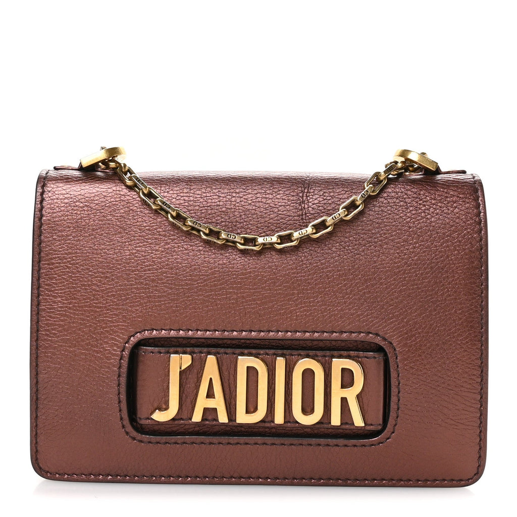 Metallic Calfskin J'Adior Chain Flap Bag Noisette wholesalehk.shop