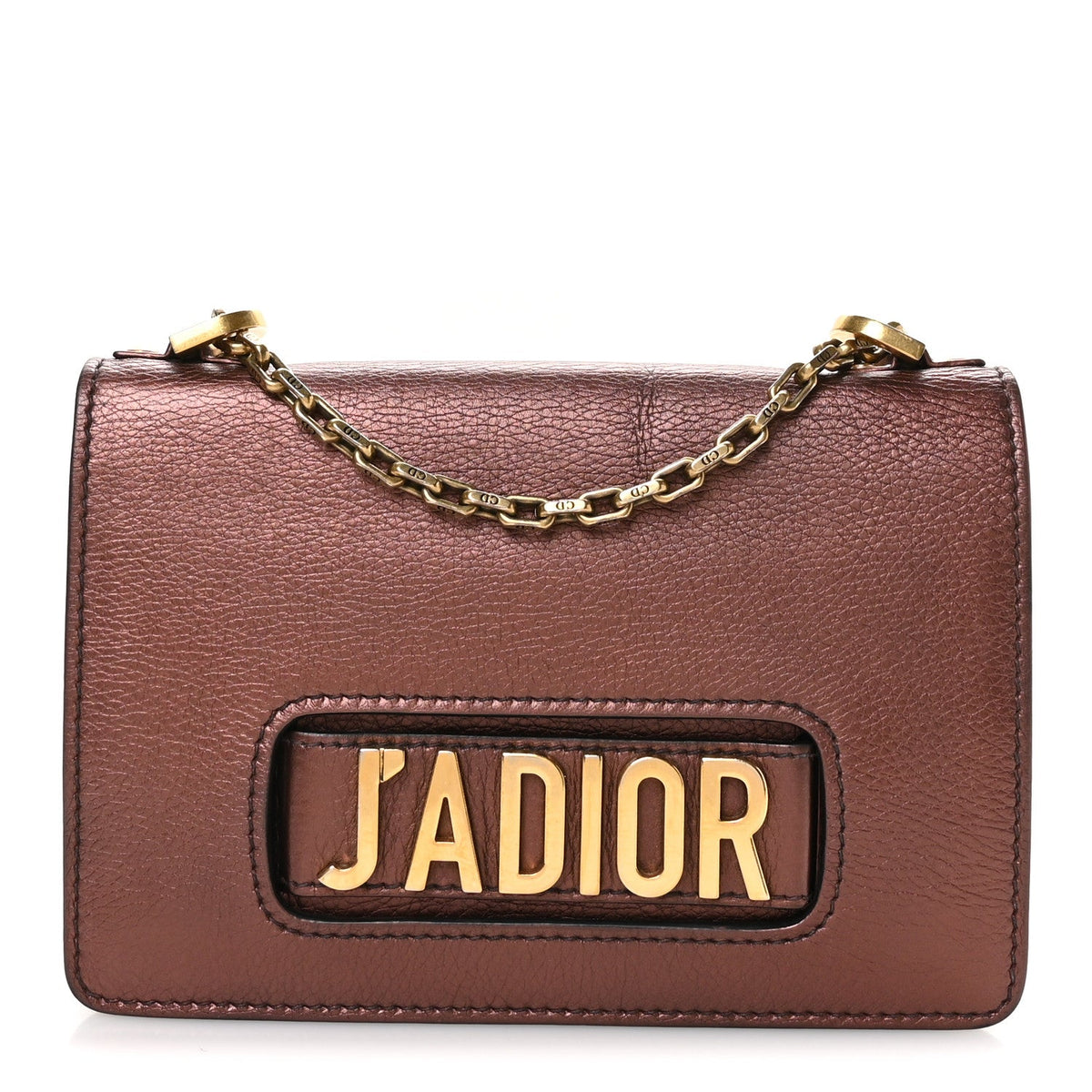 Metallic Calfskin J'Adior Chain Flap Bag Noisette wholesalehk.shop