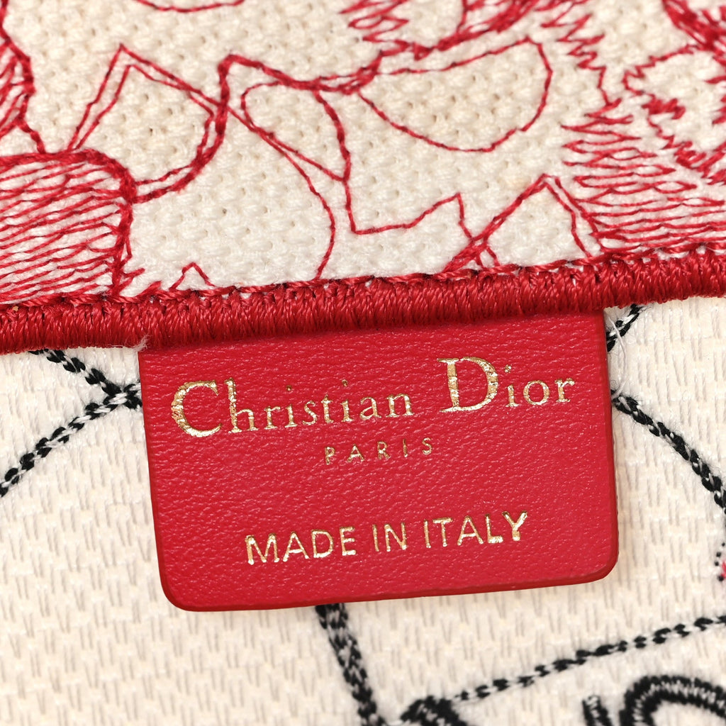 Canvas Embroidered Medium Dioramour D-Royaume Book Tote Red Multicolor £¨ Direct shipment via from wholesalehk.shop