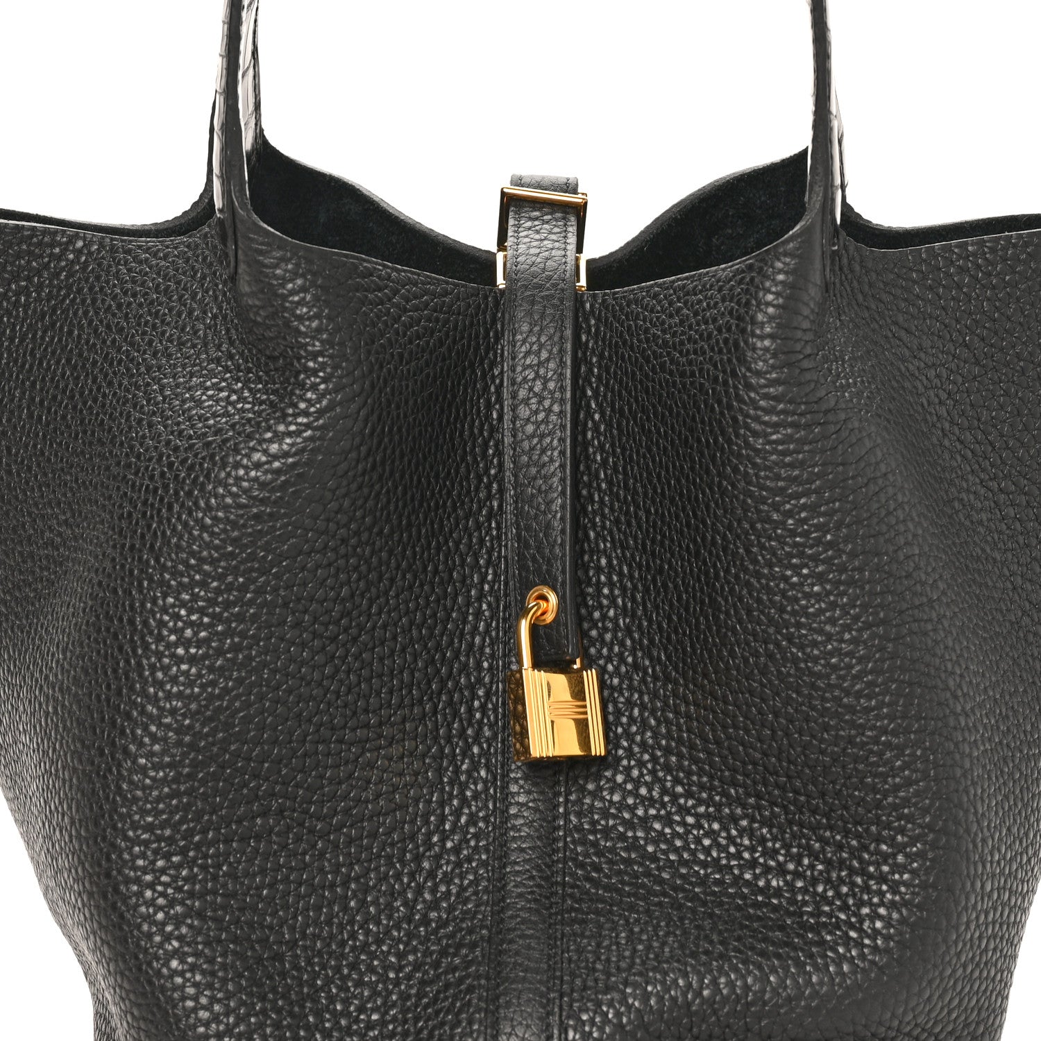 Taurillon Clemence Matte Alligator Picotin Lock Touch 22 MM Black £¨ Direct shipment via from wholesalehk.shop