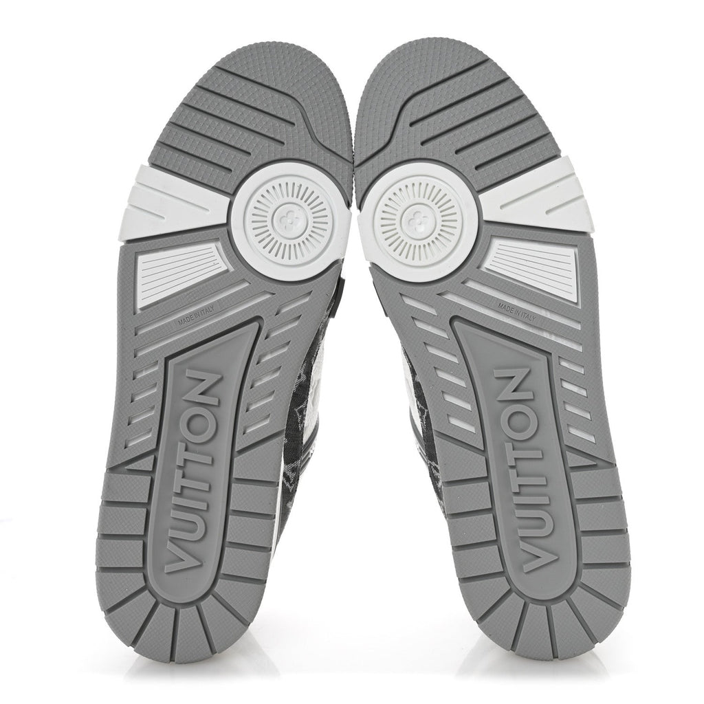 Calfskin Embossed Monogram Denim Mens LV Trainer Sneakers 10 Grey £¨ Direct shipment via from wholesalehk.shop
