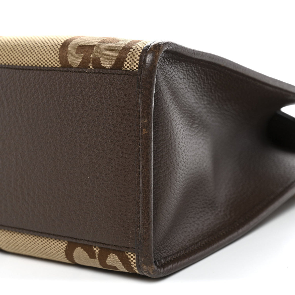 Monogram Jumbo GG Textured Dollar Calfskin Web Small Tote Bag Camel Ebony New Acero wholesalehk.shop