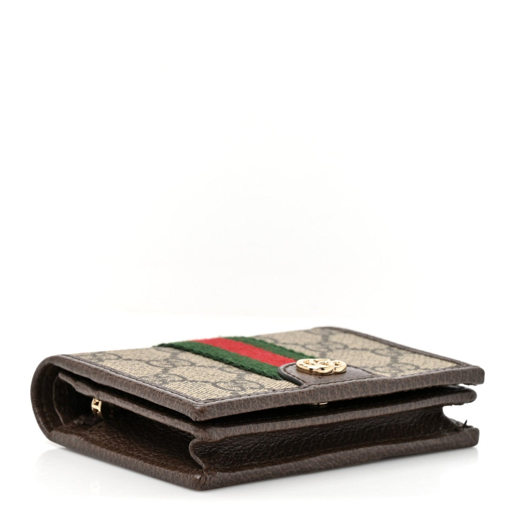 GG Supreme Monogram Web Ophidia Small Wallet Beige Dark Brown Beige Dark Brown wholesalehk.shop