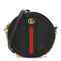 Grained Calfskin Web Mini Ophidia Round Shoulder Bag Black wholesalehk.shop