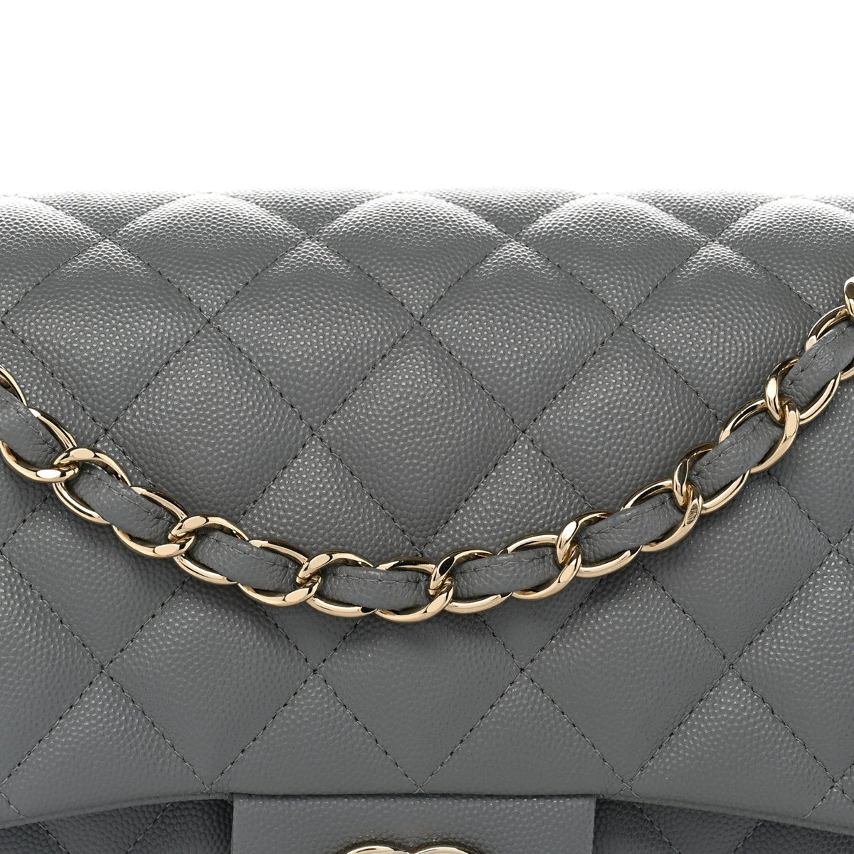 Caviar Quilted Jumbo Double Flap Grey wholesalehk.shop