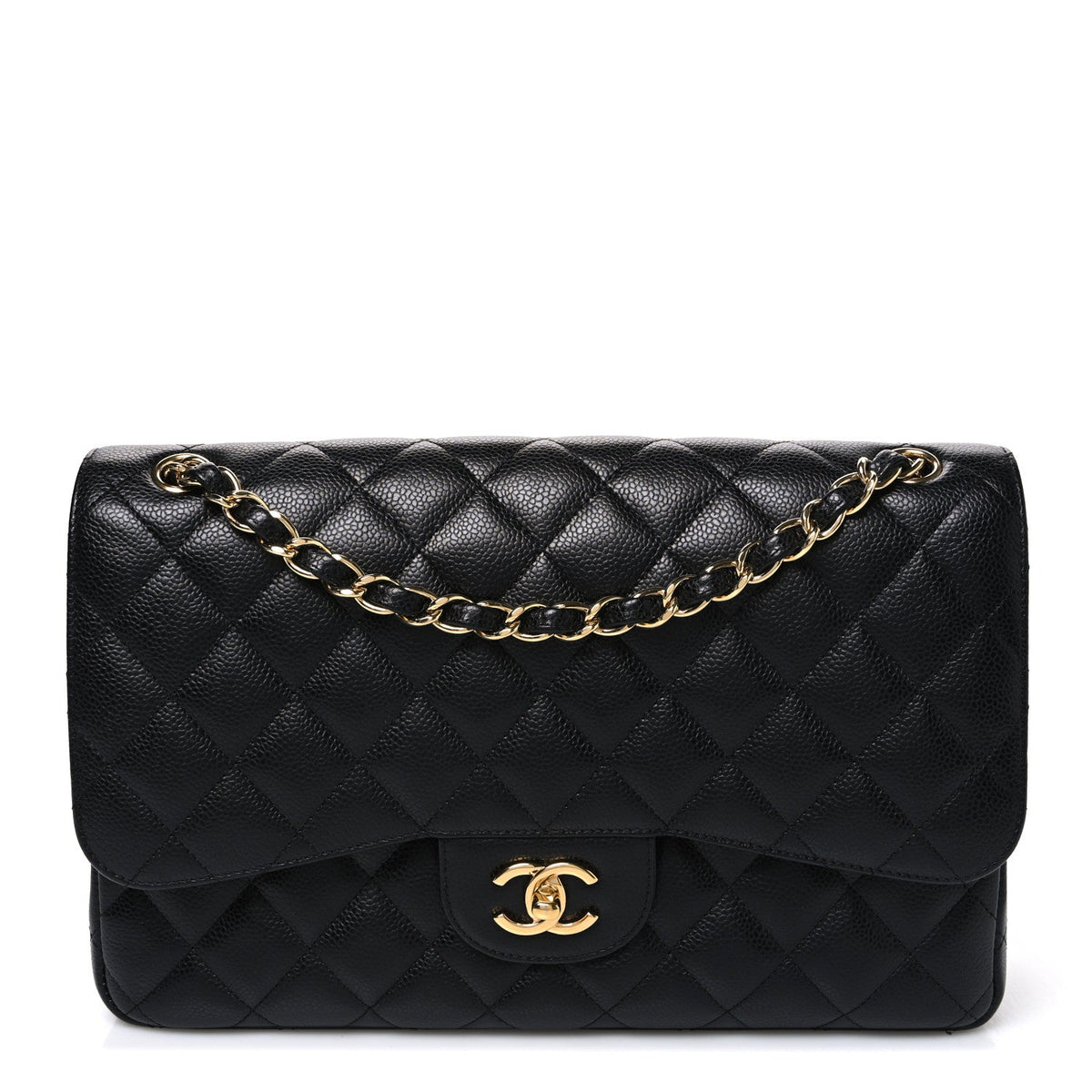 Caviar Quilted Jumbo Double Flap Black wholesalehk.shop